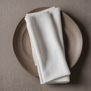 weisse Leinen Serviette auf Teller